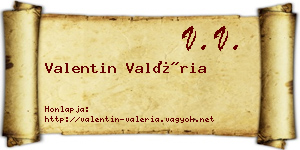 Valentin Valéria névjegykártya